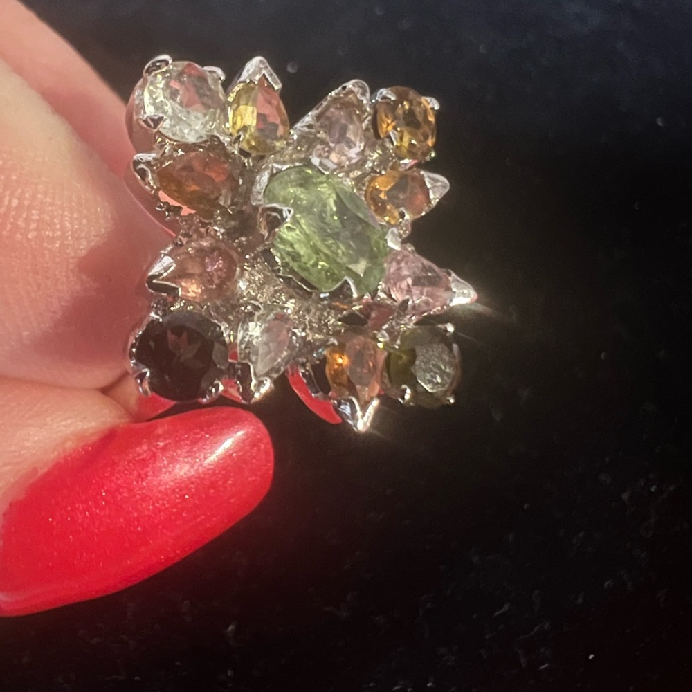 925 Sterling Silver Multi Gemstone Ring - image 3